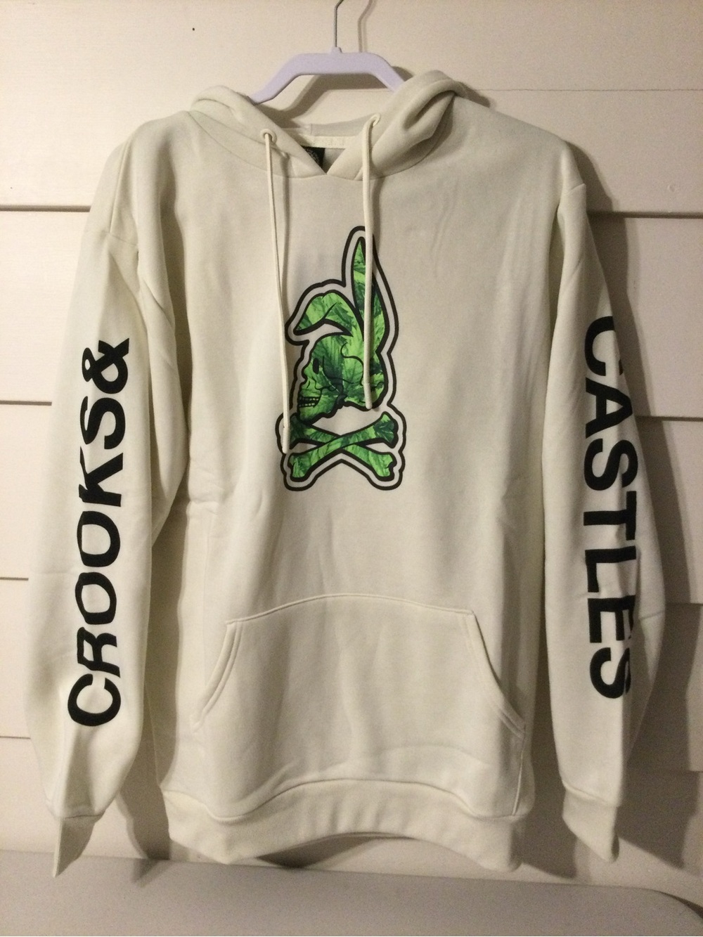 Crooks & Castles White Tag with Black & Green Medusa Graphic